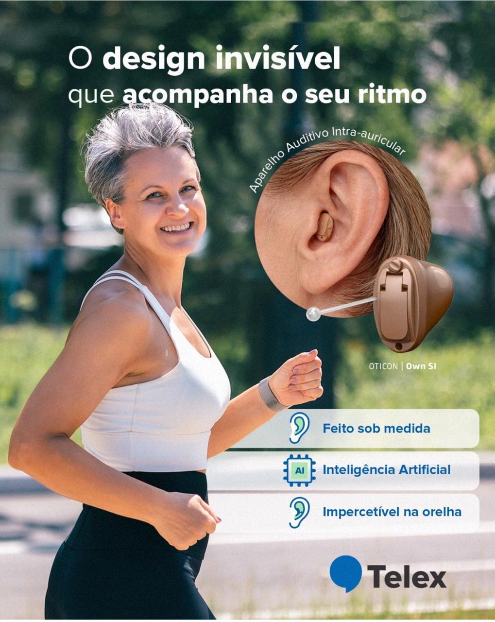 Aparelho auditivo intra-auricular Oticon Own SI, da Telex, com design discreto